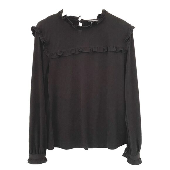 Karl Lagerfeld Tops - Karl Lagerfeld Paris Top Sz M Long Sleeve Black Ruffle Whimsy Goth Dark Romantic